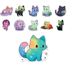  Starry Sky Cat Stickers 10's - Sold Assorted
